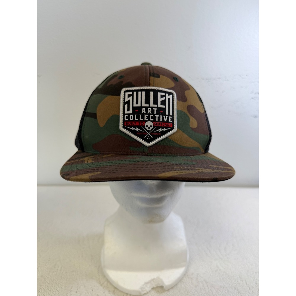 Sullen Art Collective Camo Trucker Hat Snapback Built to Outlast Mesh Cap Mens